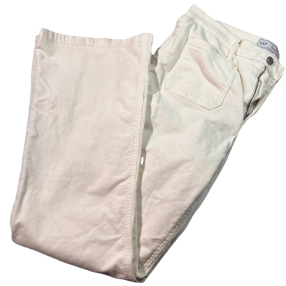 Gap Women's 70s Flare High Rise‎ Cream Corduroy Pants 32 14R EUC